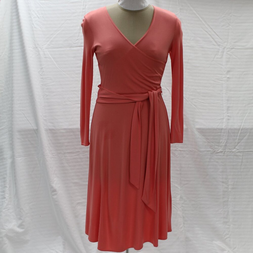 Talbots salmon/orange wrap dress size 6
